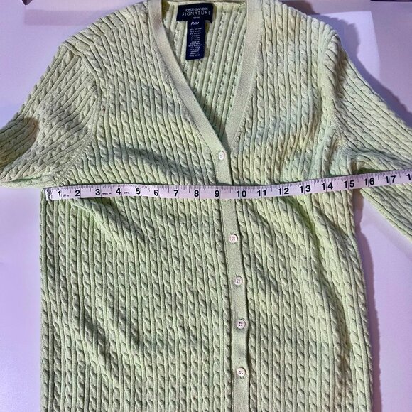 WomensJones New York Signature Pettite Mint Green button up cotton blend sweater - Picture 4 of 6